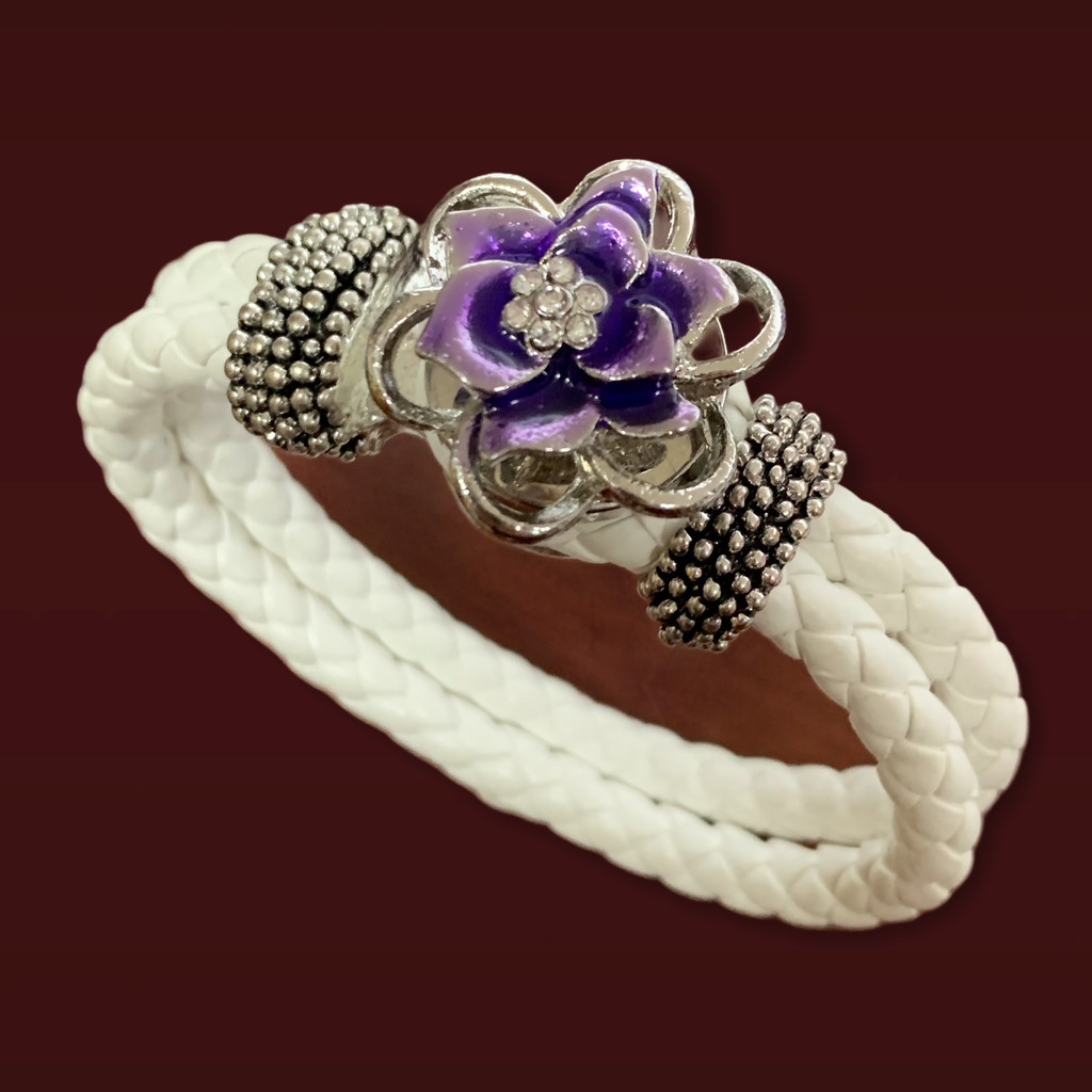 Snaps Jewelry Flower Purple Enamel Gold Plated 18-20mm Fits Ginger Charms Items