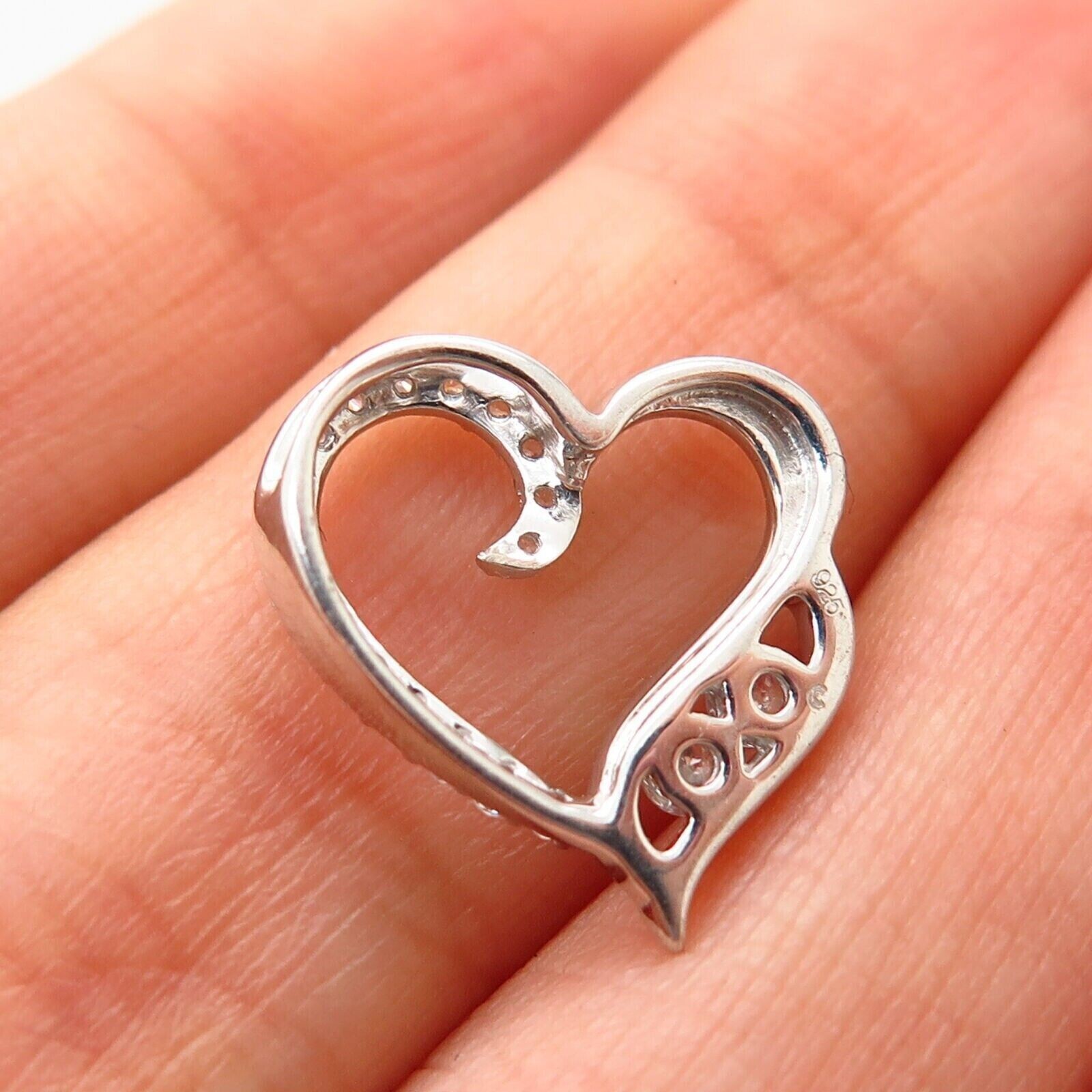 Valentine Day Fancy Round Simulated Diamond Heart Pendant 14K White Gold Plated