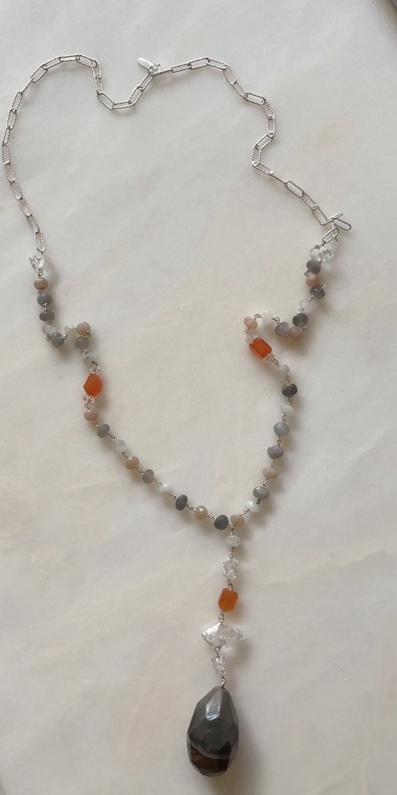 Chan Luu Sterling Silver Mixed Gemstone Lariat Necklace NWT – Retail