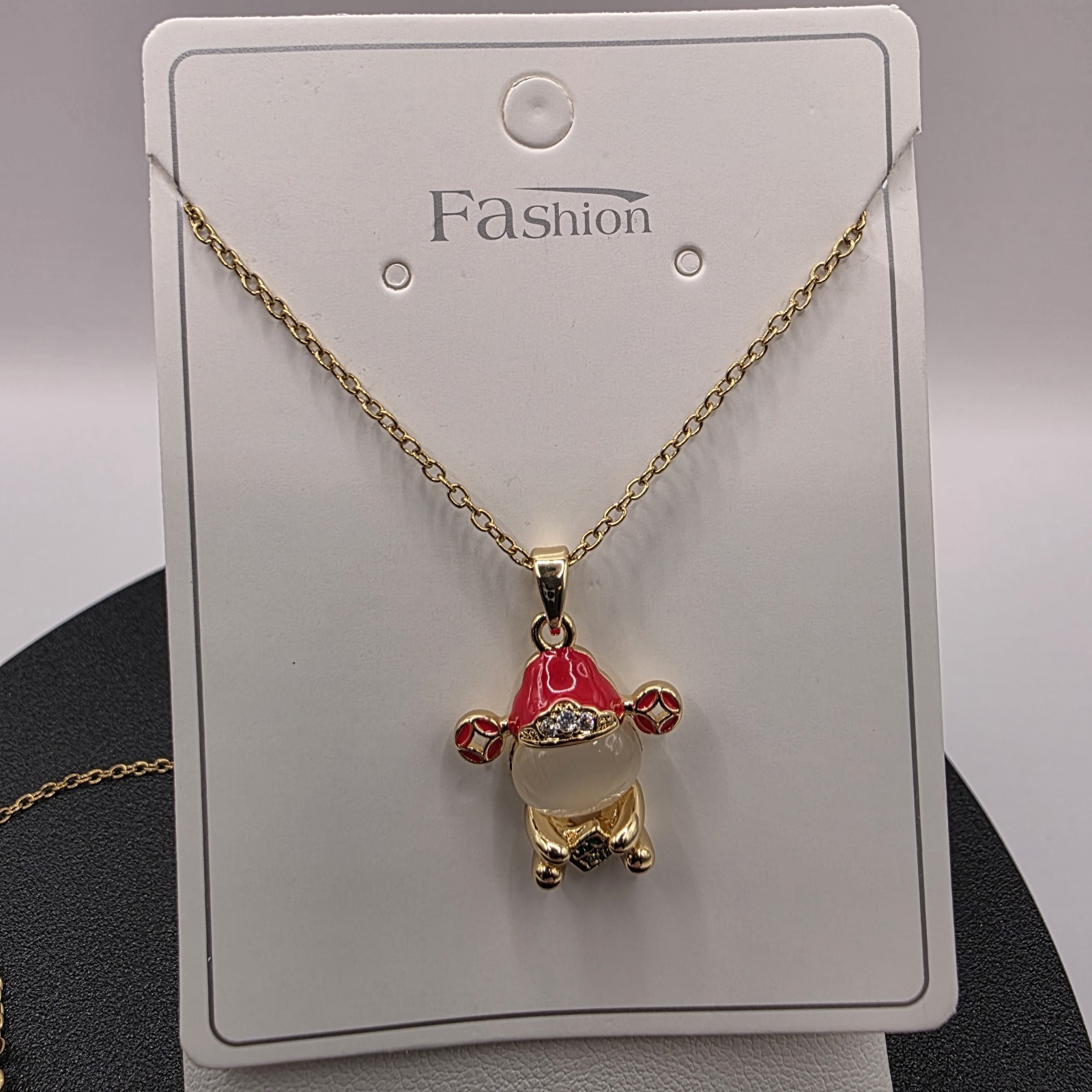 Stainless Steel Copper Plated 16″Necklace w/19mm Santa Claus Motif Pendant