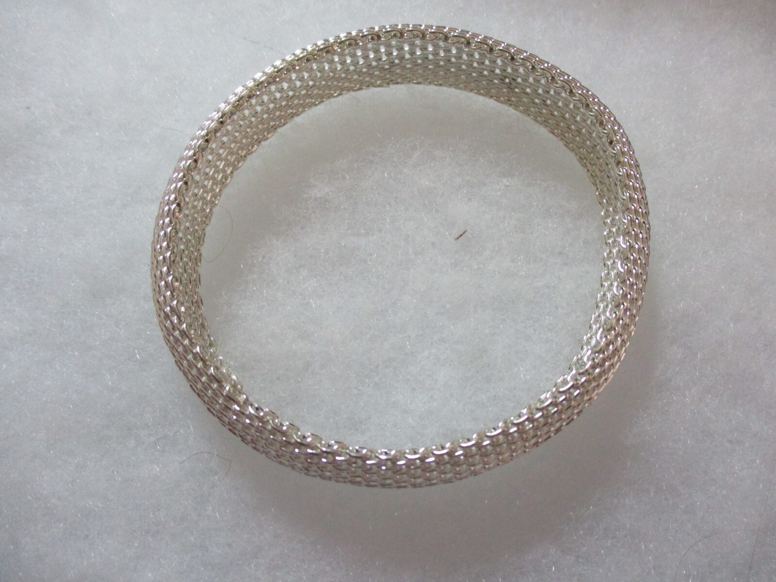 Soft Silky Mesh Weave Bangle Bracelet Women Large 3.5″ In Diameter Silver Tone