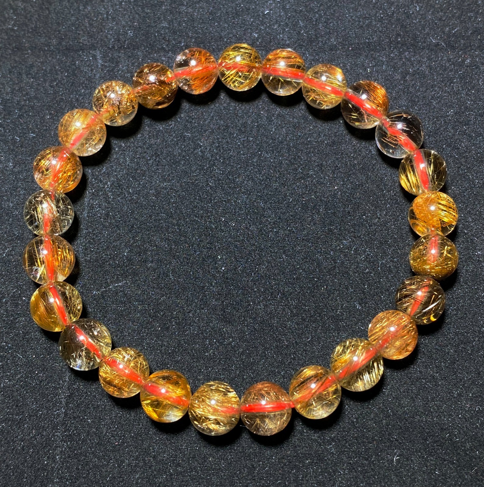 7.8mm Natural Red Copper Quartz Crystal Beads Bracelet B1795