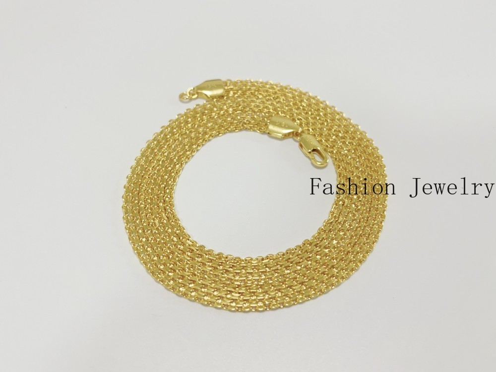 Solid 18K Yellow Gold Vintage Multi Layer Wide Necklace Chain 8mm 22in men/women