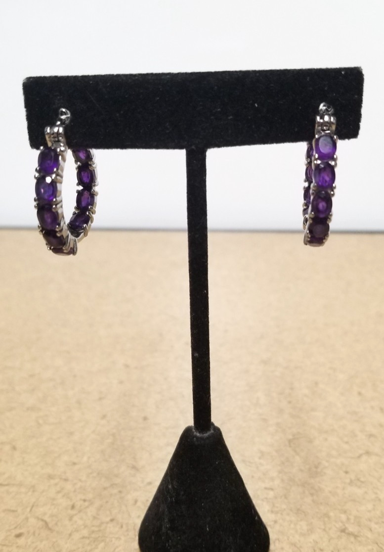 Shop LC African Amethyst Inside Out Hoop Earrings 30mm