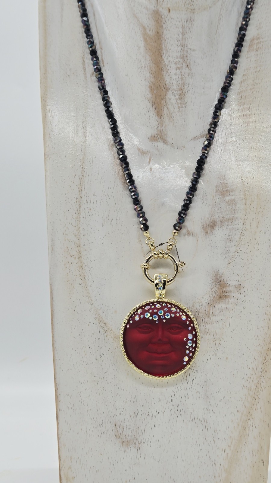 Kirks Folly Goddess Illusion 35mm Seaview Moon Foldover Pendant Red Black Magic