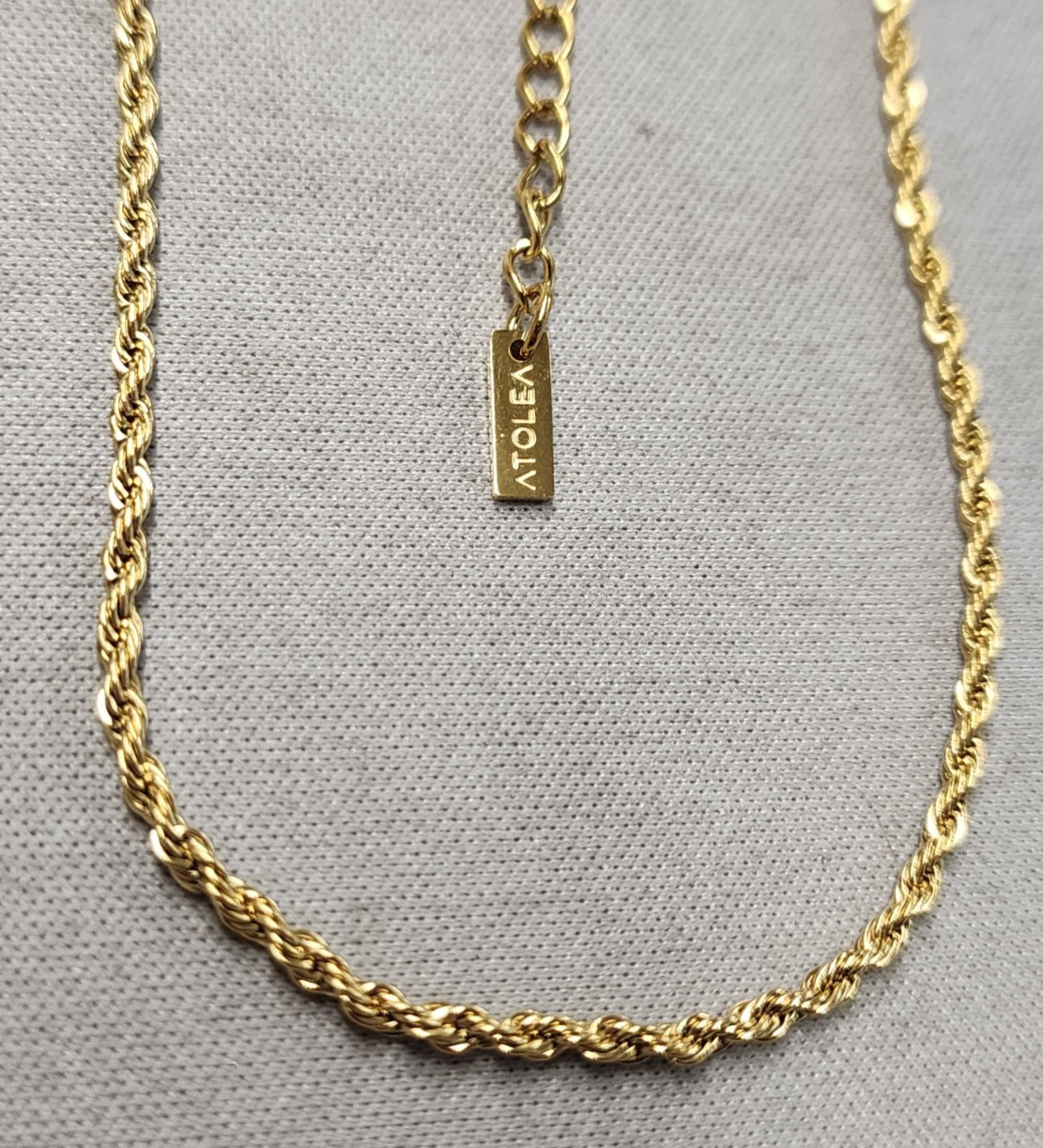 Atolea 18K Gold Plated “Calvi” Rope Chain Necklace 15″+2″