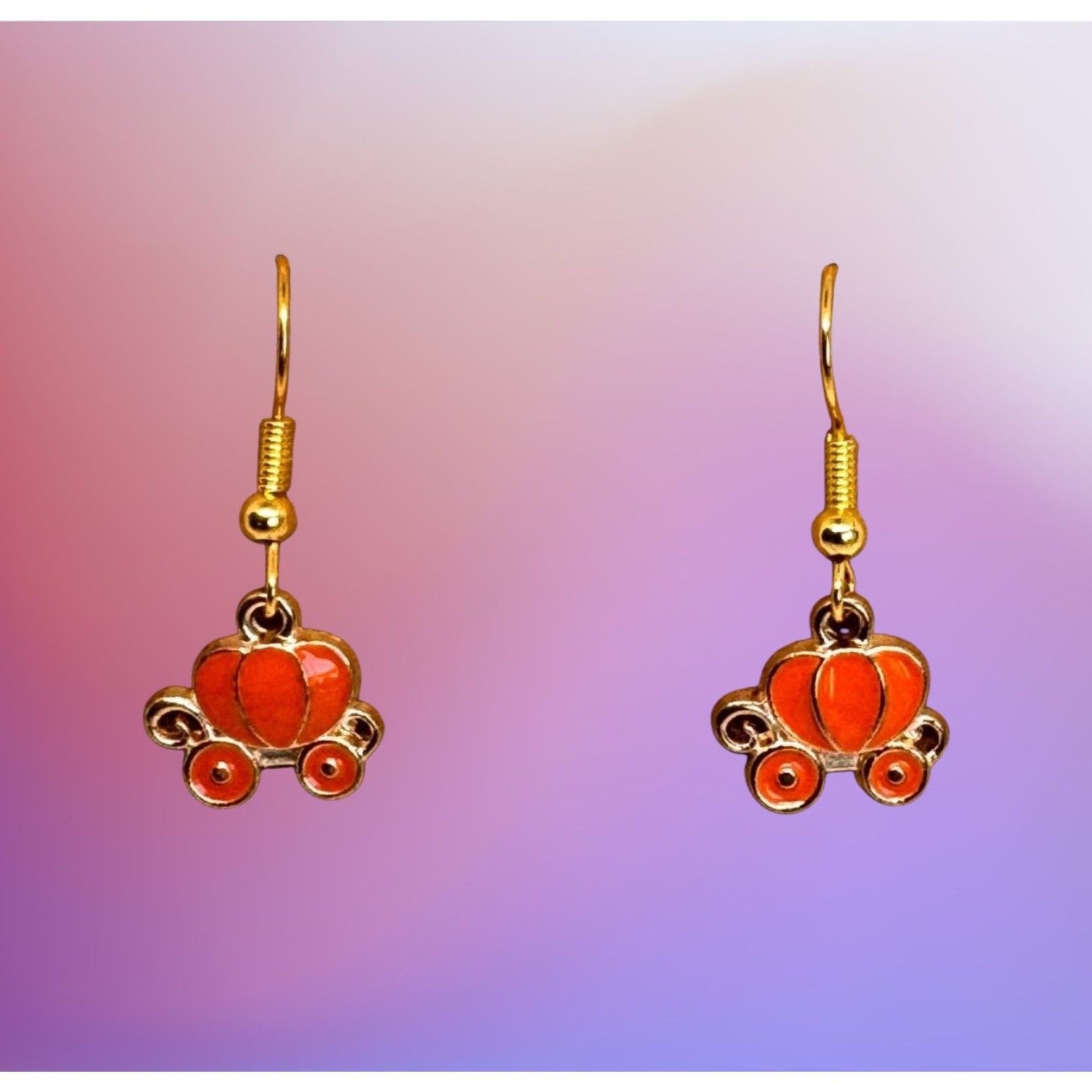 Halloween Orange Pumpkin 10kt Gold Earrings #2023