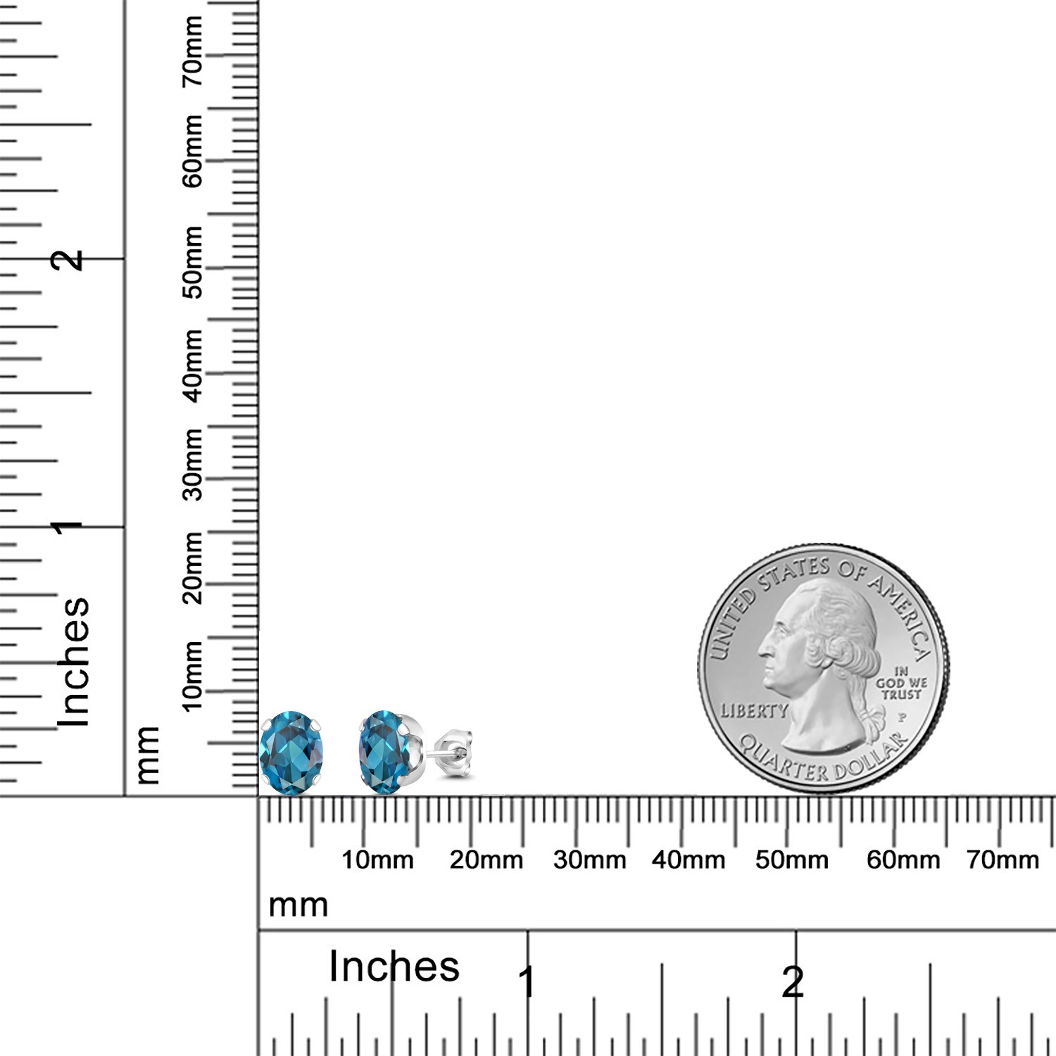 3.00 Ct Oval 8x6mm London Blue Topaz 925 Sterling Silver Stud Earrings