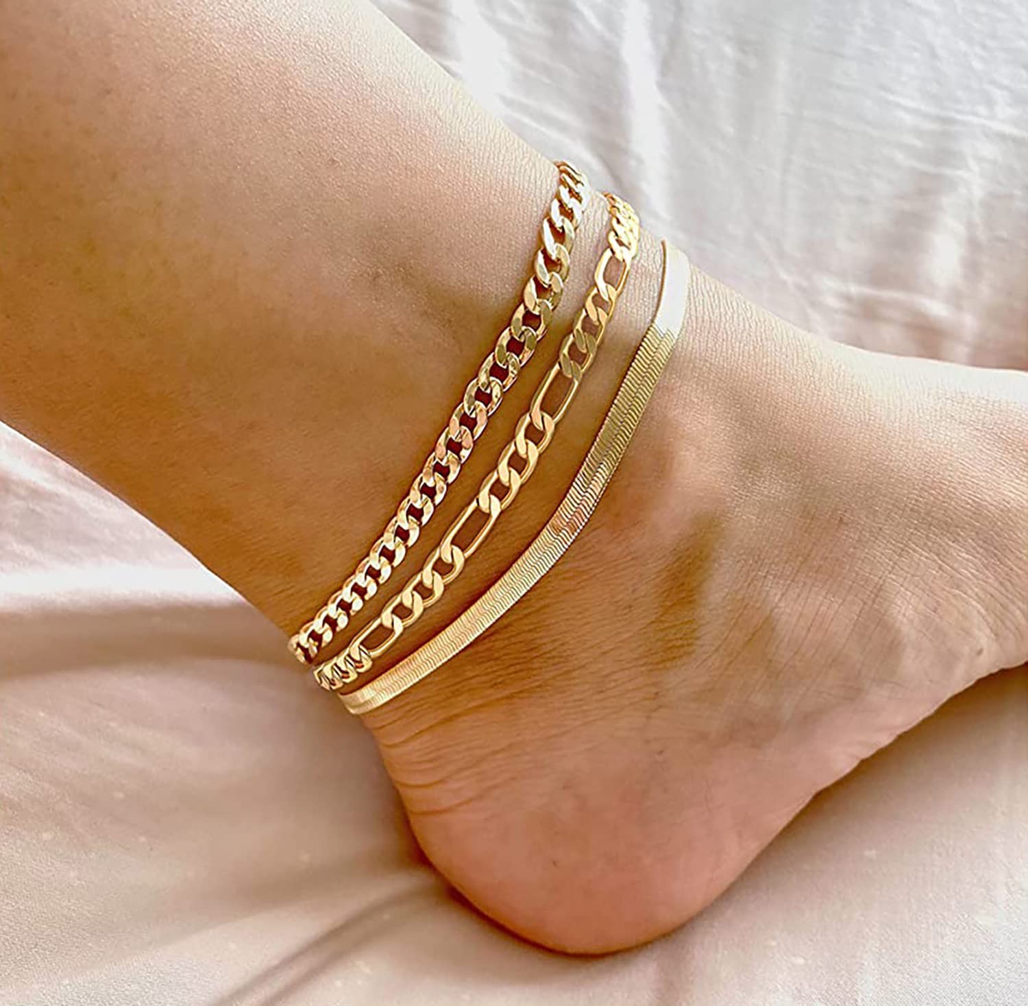 DEARMAY Gold Ankle Bracelets for Women Non Tarnish 8 5 inch, Anklet-A