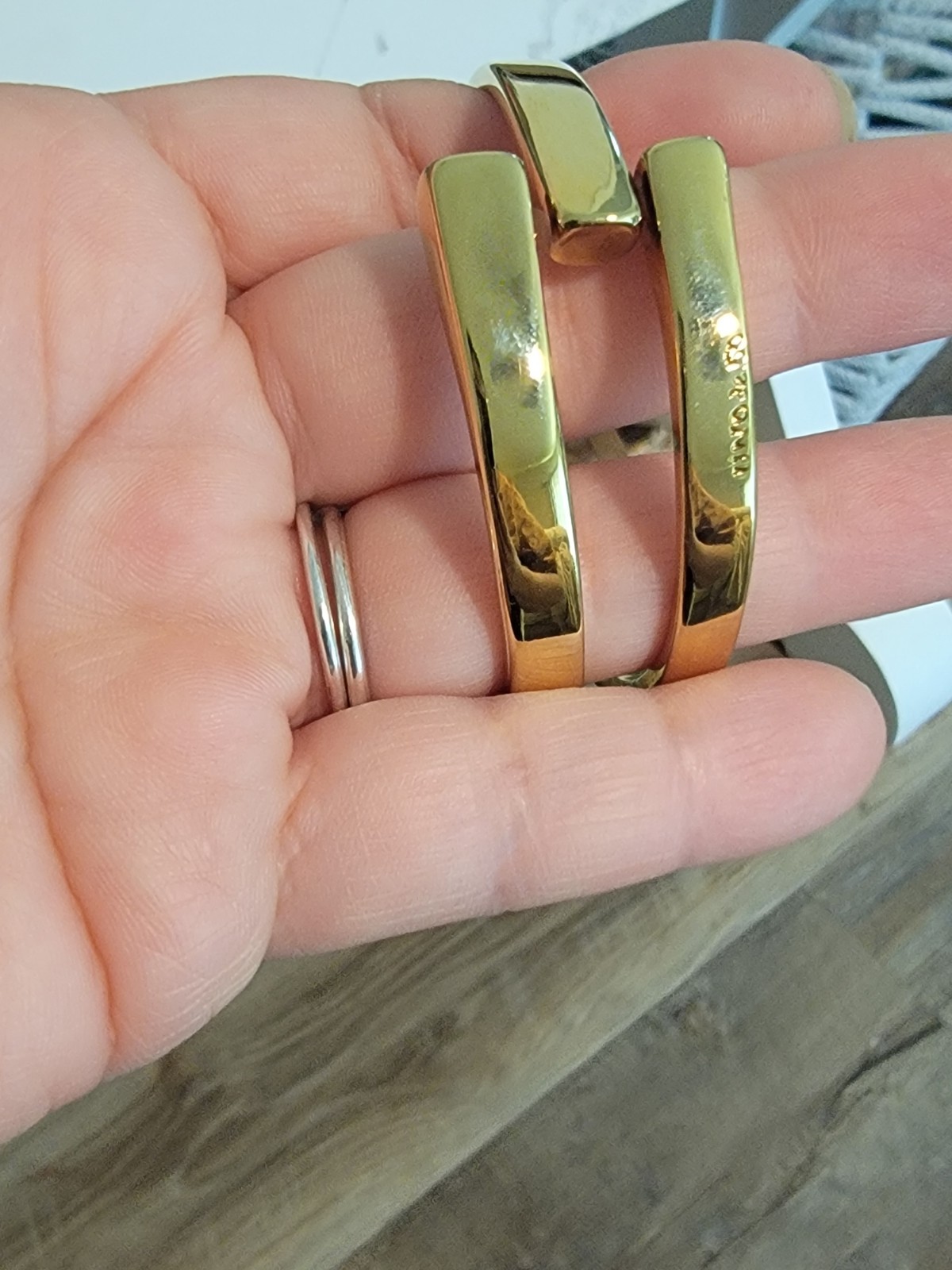UNO de 50 ‘SER ORIGINAL’ 18k Gold Plated Rigid Hinged Bracelet $270