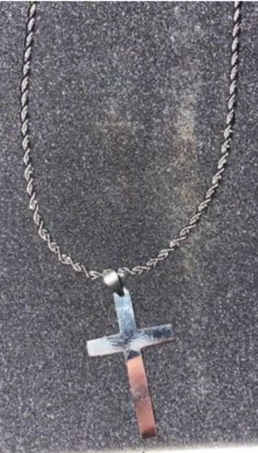 14K White Gold Plated Cross Rope Necklace