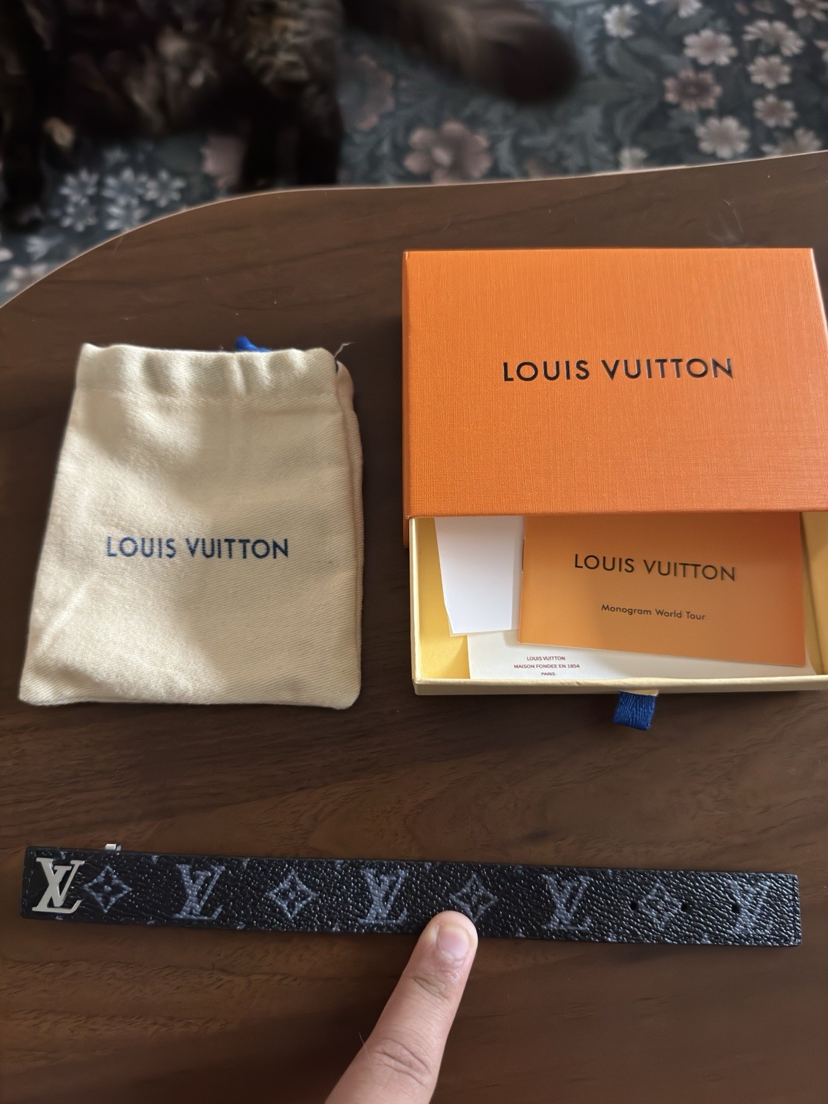 Louis Vuitton Black LV Slim Bracelet Adjustable Size 21 Box And Dustbag Included