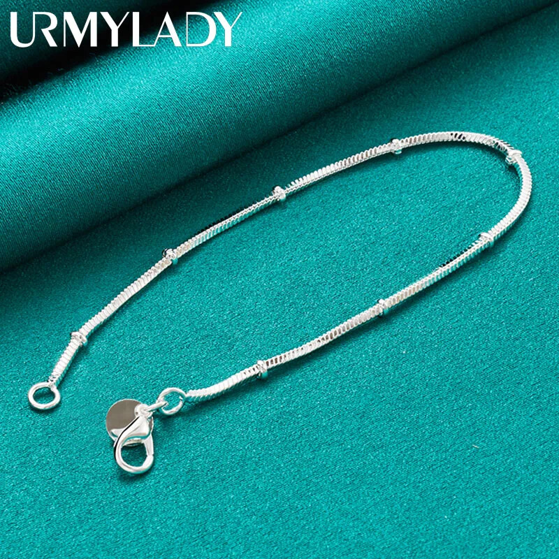 URMYLADY 925 Sterling Silver Snake Chain 20cm Bracelet For Women Jewelry