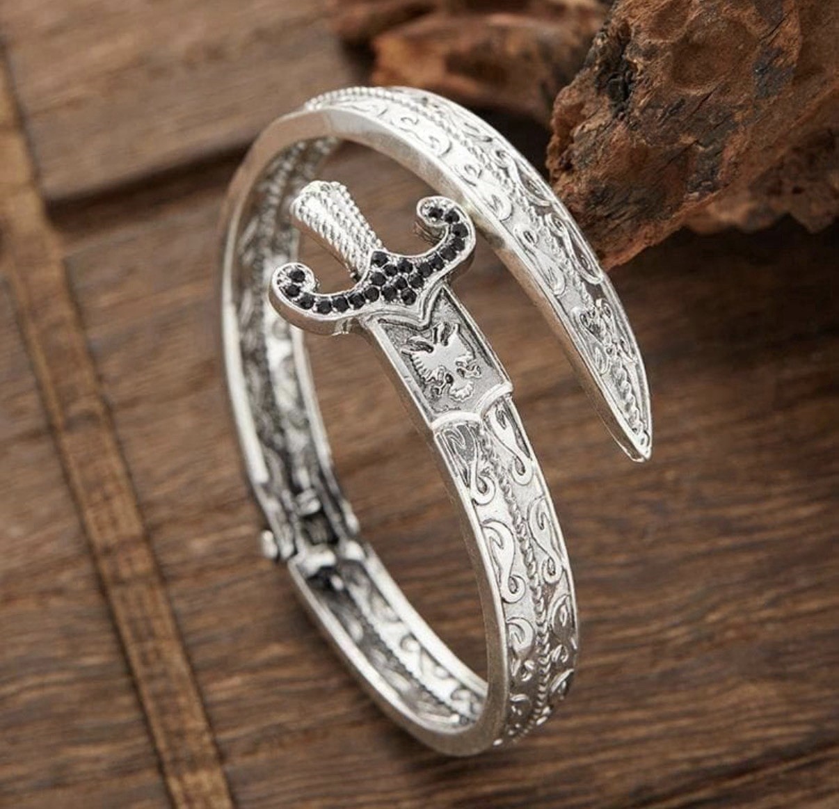 Medieval Sword Cuff Bracelet Gothic Viking Silver Bangle Punk Jewelry Gift