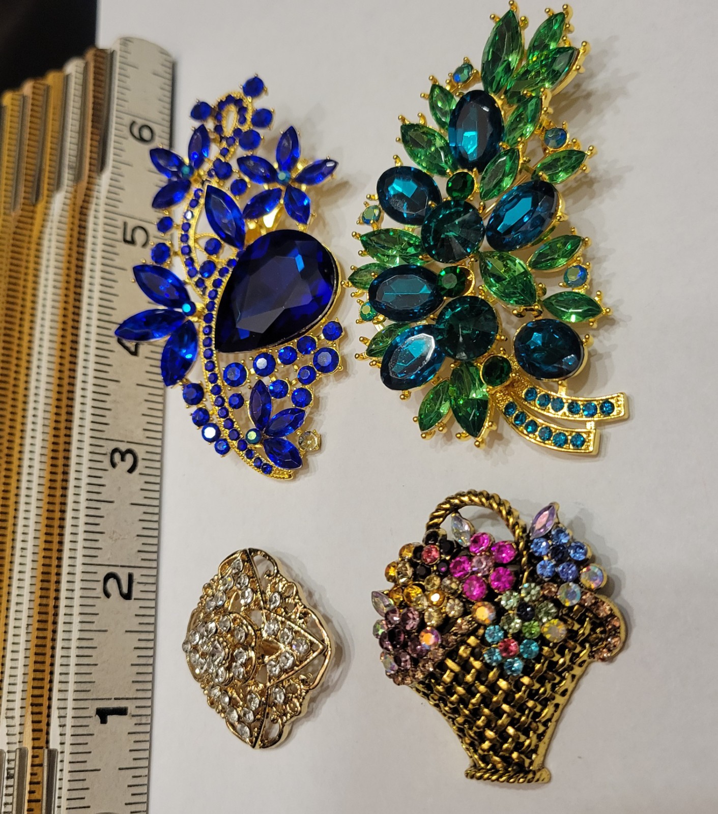 Big Stunning Rhinestone Flower Floral Brooch Lot Show All Occasion Jewelry P90