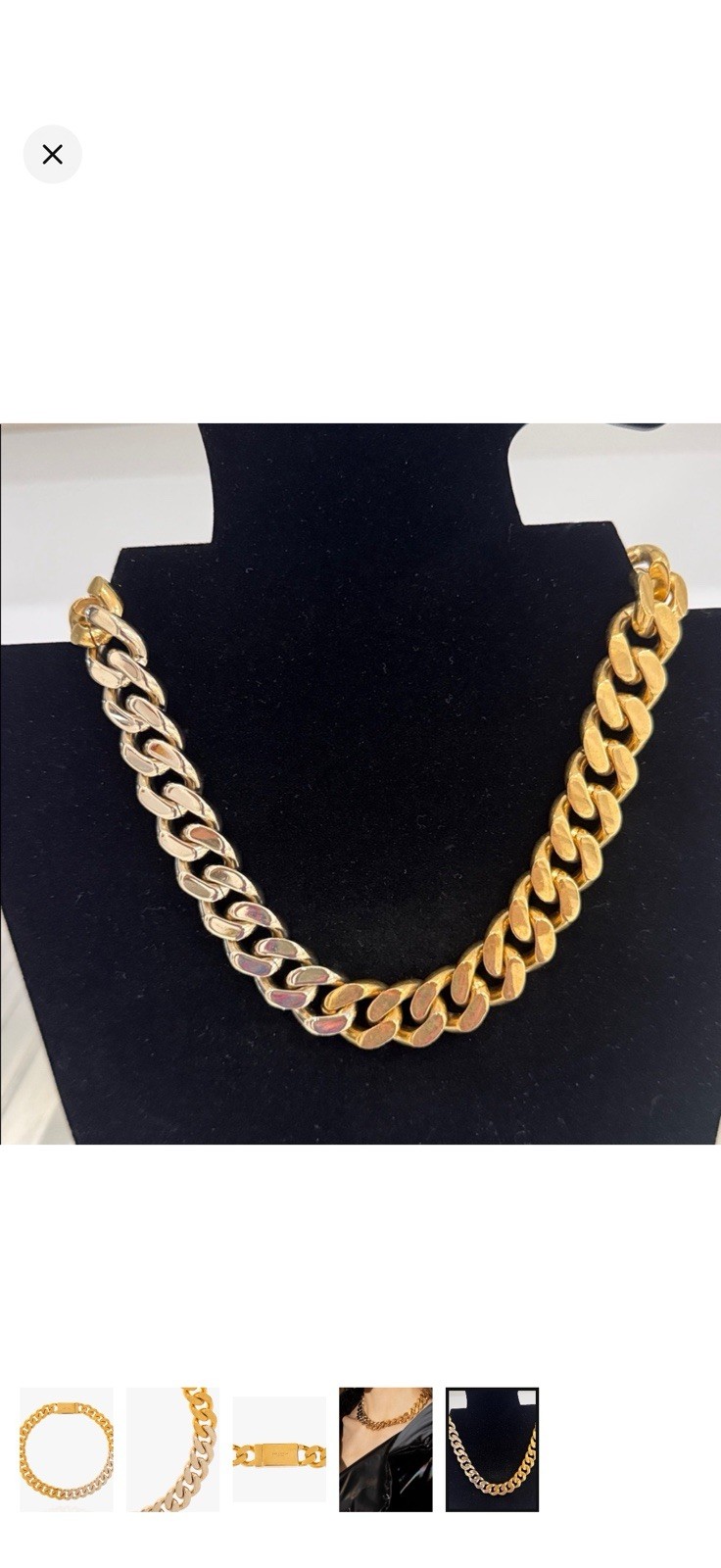 Saint Laurent Metal Curb Chain Necklace Gold/Silver
