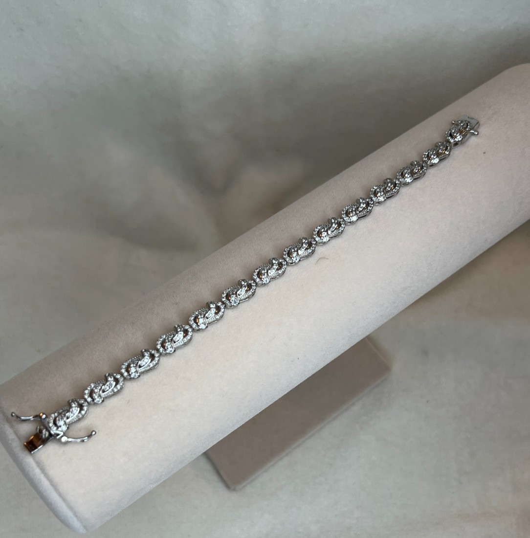 3.00ctw round white zircon rhodium over sterling silver bracelet size 7 NEW