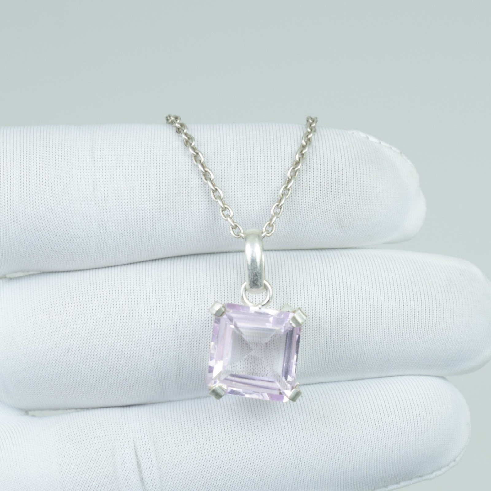 Unique Gift For Her Necklace Pink Kunzite Healing Pendant Jewelry, 925 Sterling,