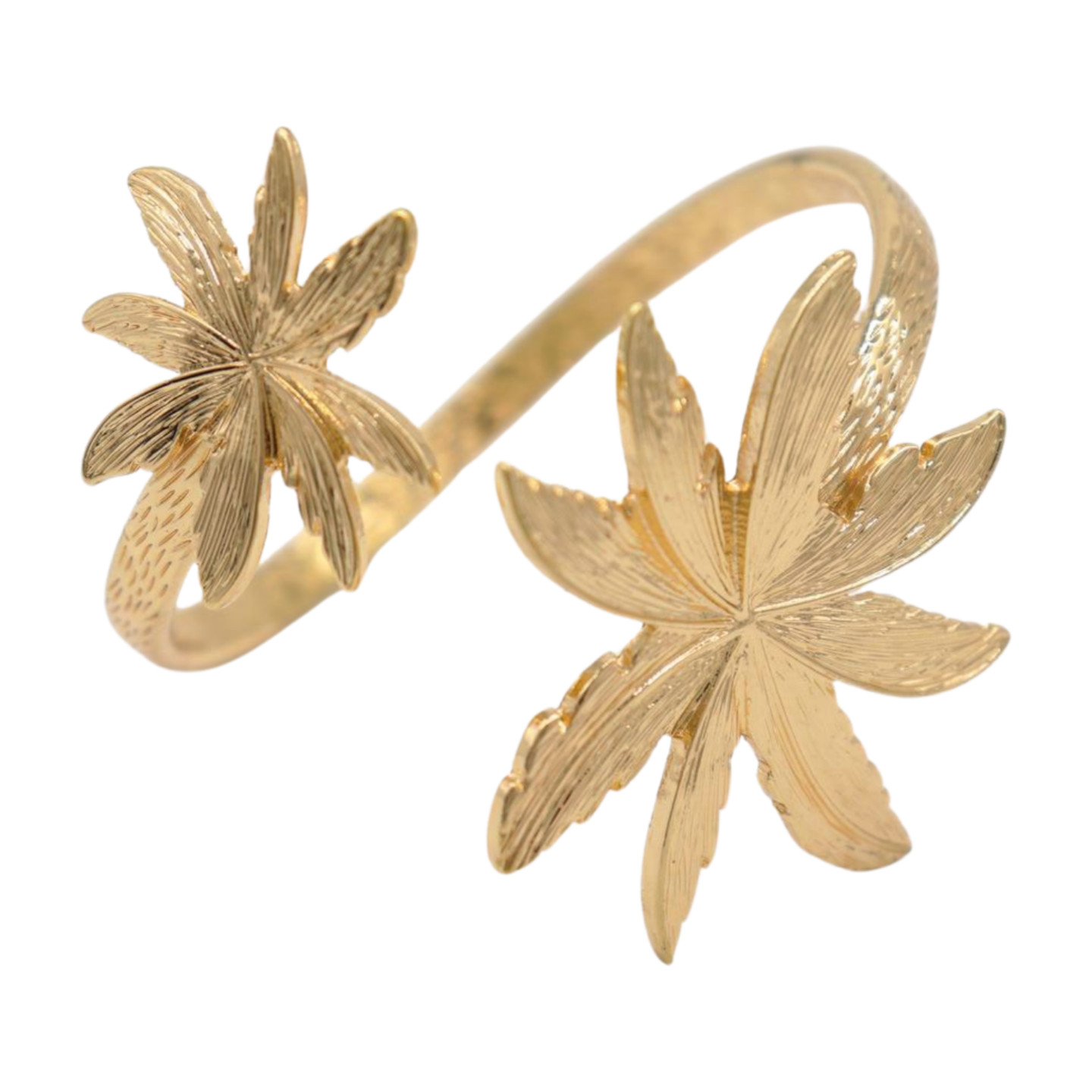 Women Wrist / Arm Cuff Bracelet Gold Metal Flowers Wrap Around Cute Accessory