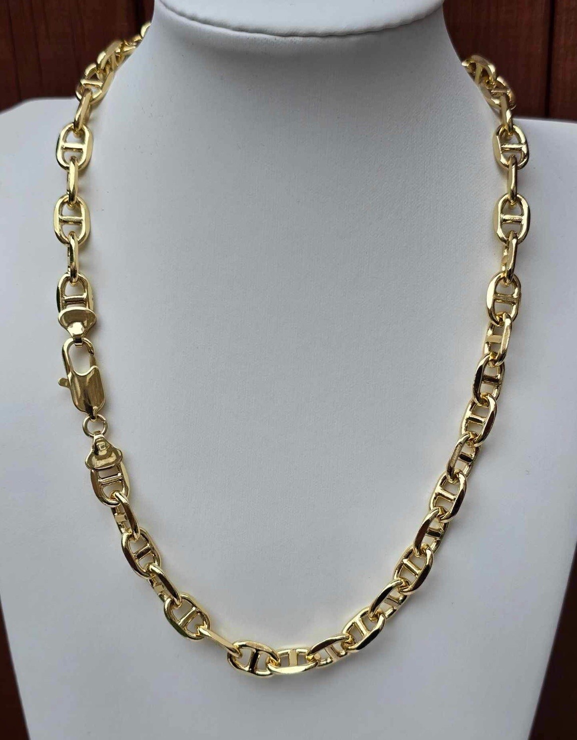 Gold Plated Chunky Mariner Necklace Chain 7mm wide 45cm/18” non tarnish