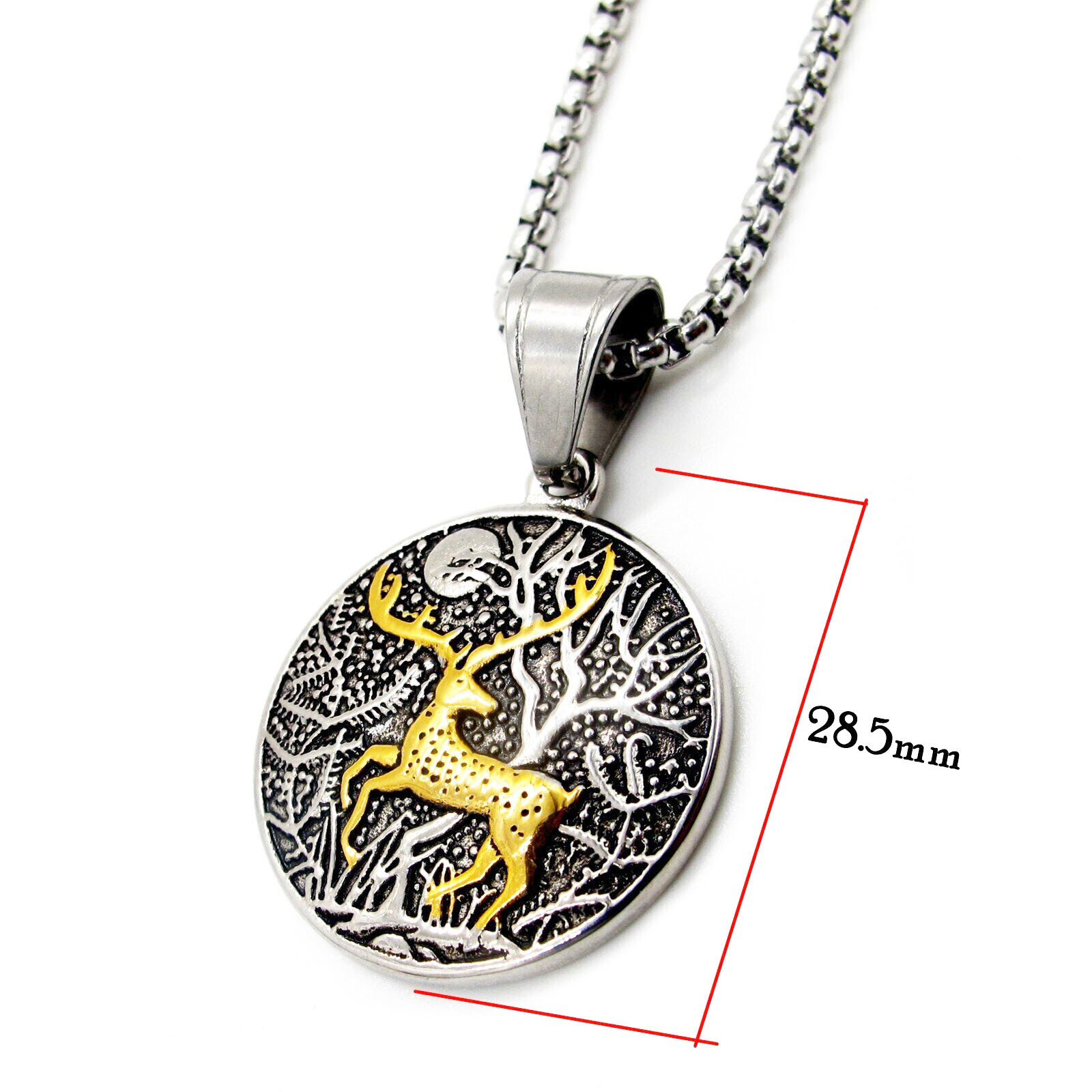 MENDEL Cute Girls Womens Deer Antler Pendant Necklace Chain Sets Stainless Steel