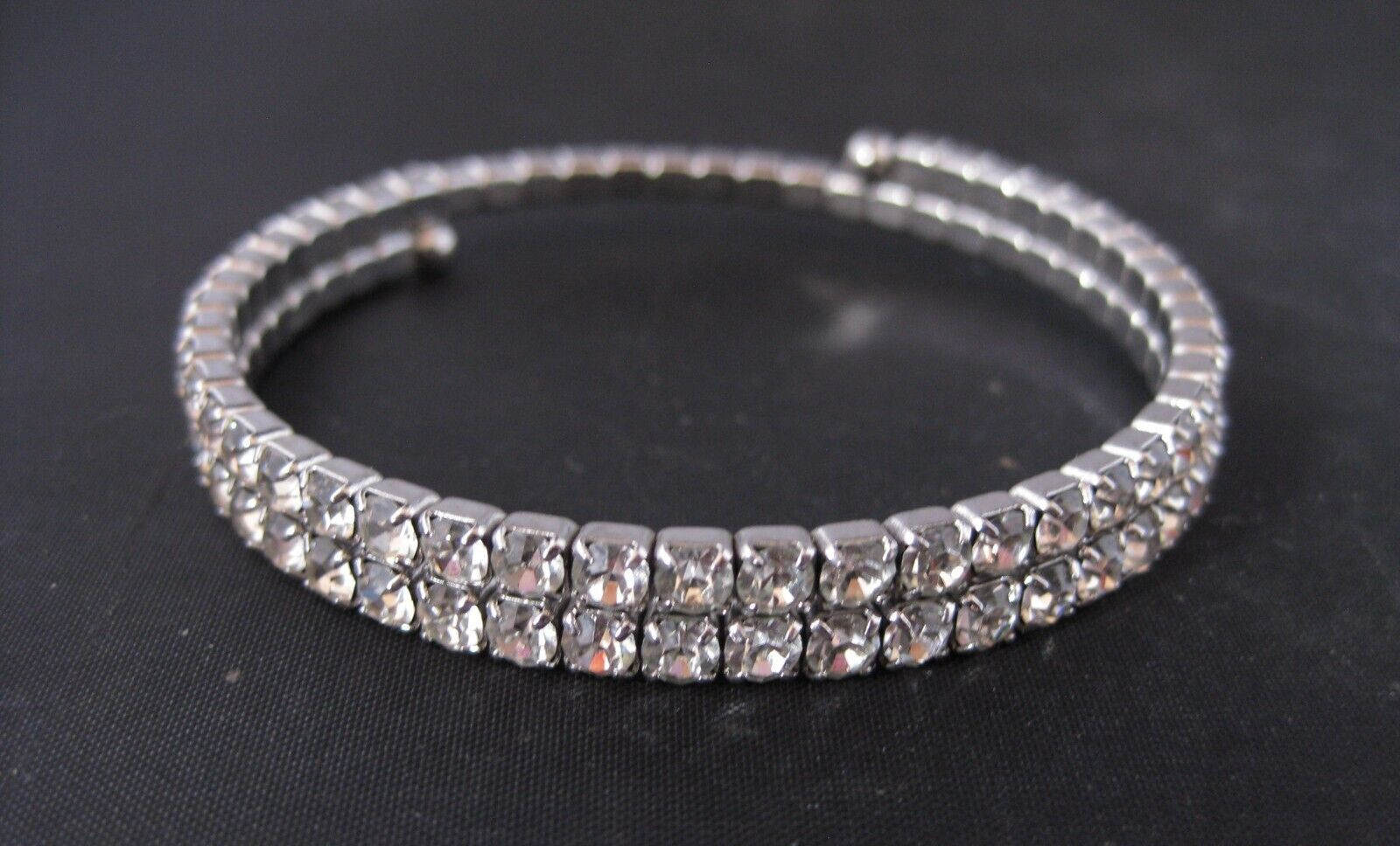 Silver metal crystal women’s bangle bracelet – Fits all wrists