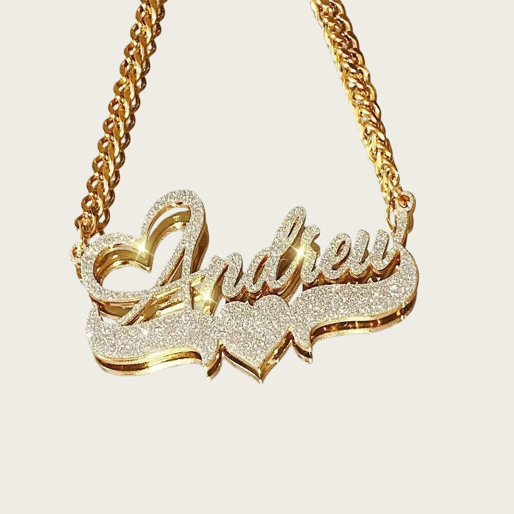 Custom Name Frosted Necklace Personalized Exclusive Gold Silver Color Jewelry
