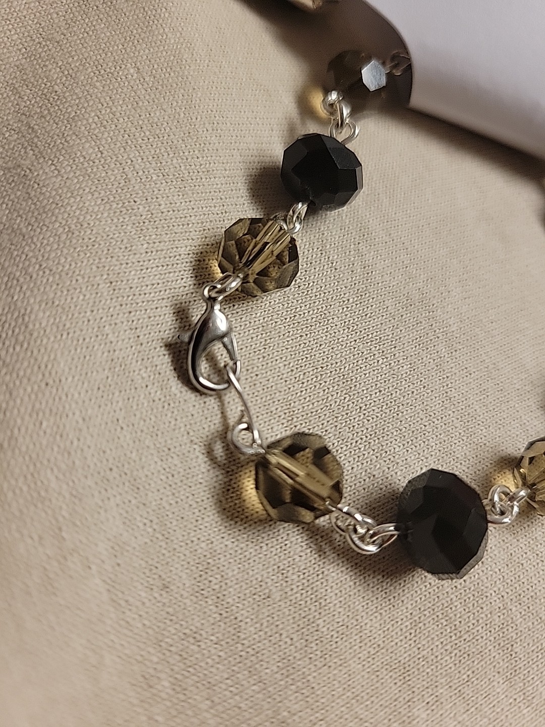 Earrings And Bracelet Black Stones & Green With Metal Brooch