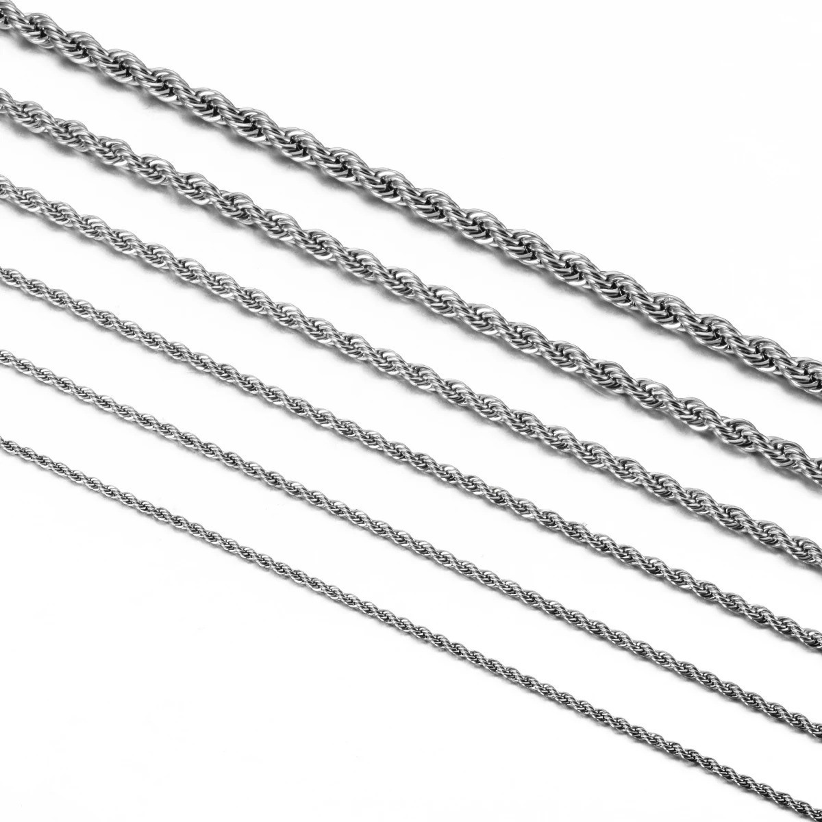 2/2.5/3/4/5/6mm 316L Stainless Steel Women Men Rope Chains Necklaces 18-32”