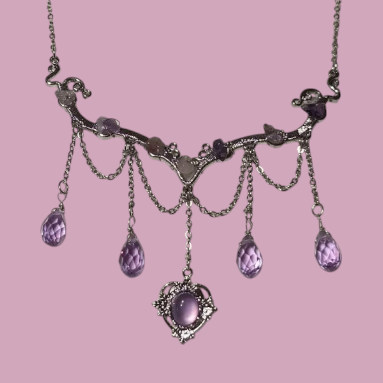 PURPLE & SILVERTONE FAIRYCORE CHOKER 90s y2K retro whimsigoth fairy necklace P6