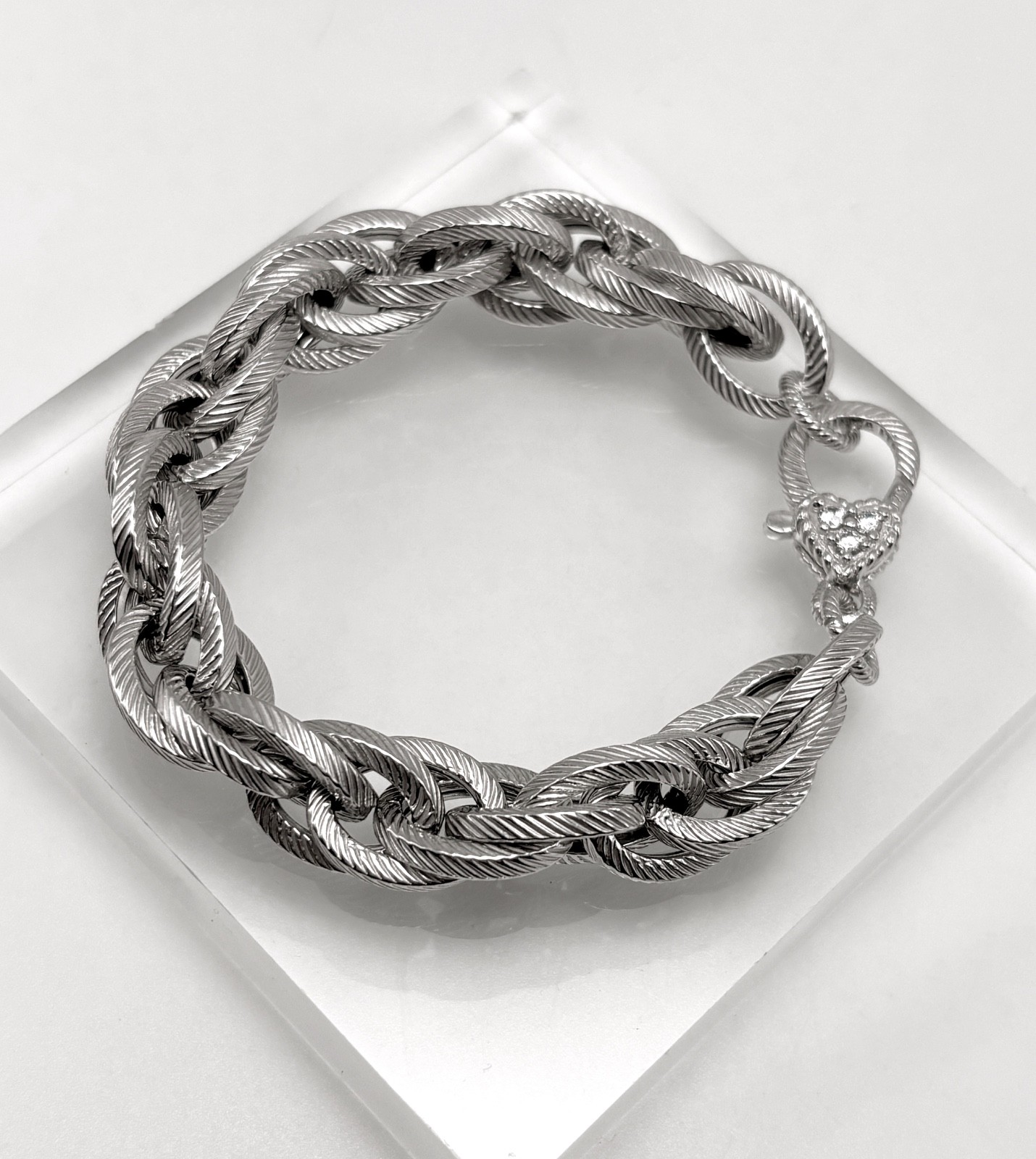 JUDITH RIPKA Verona Sterling Silver Cubic Zirconia Link Bracelet – Small – NIB