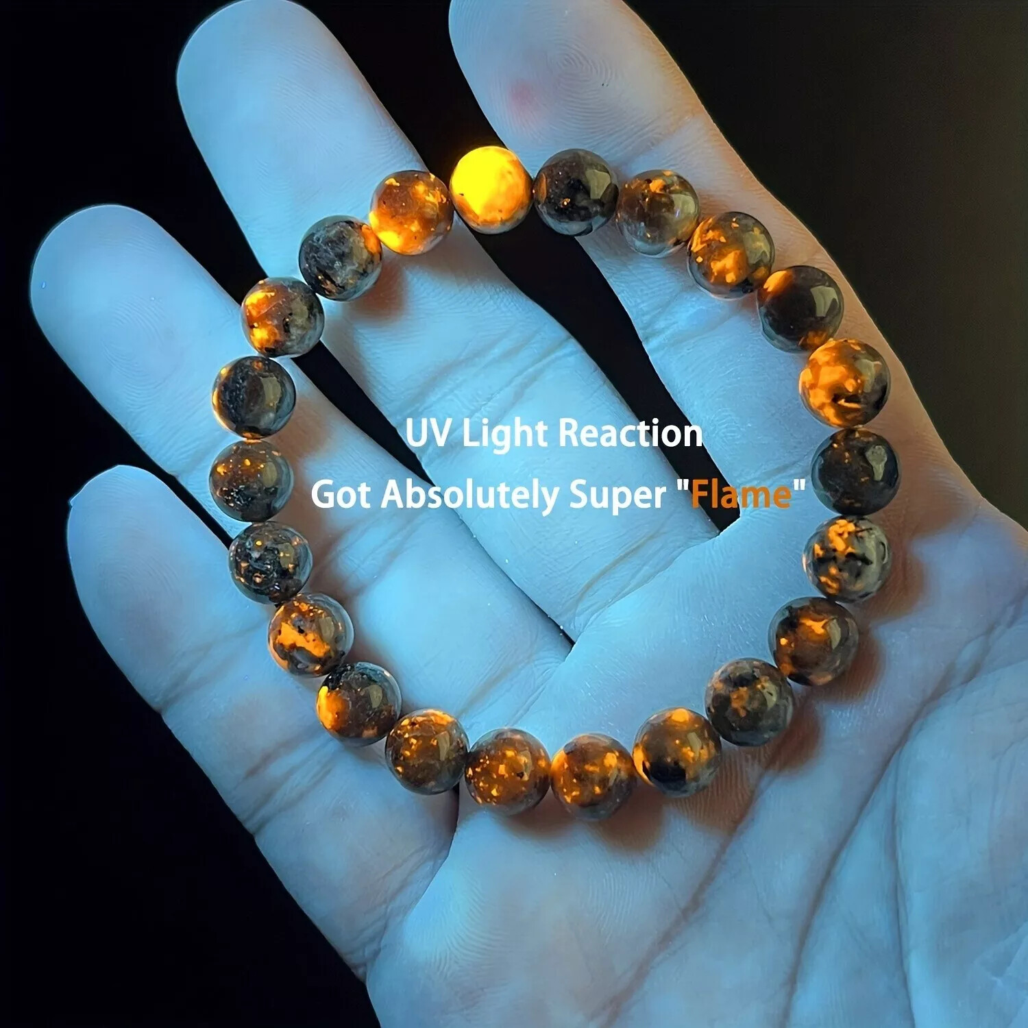 Halloween Bracelet Natural Yooperlite Stone Bracelet UV Reactive Stone Bracelet