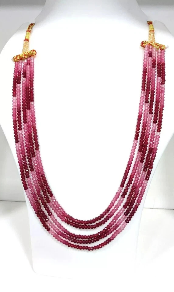 Ruby Stone Gemstone Red Rondelle Faceted 4-4.5mm Beads 5 Strand 1 Necklace