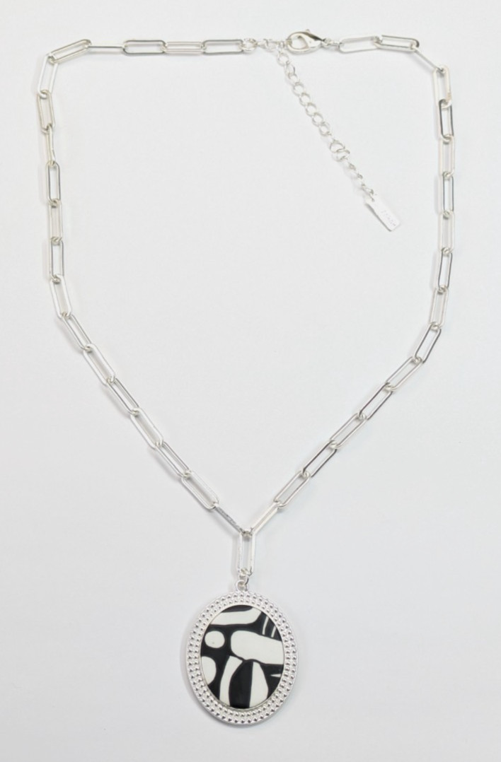 Jilzarah Reversible Artsy Patterned Polymer Clay Zebra Pendant 22″ Necklace