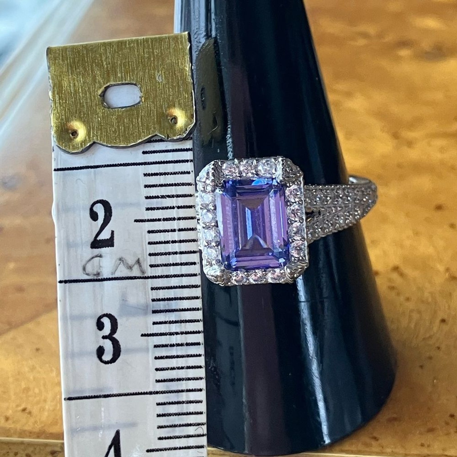 Judith Ripka Simulated Tanzanite White Diamond Sterling Silver Ring Size 9