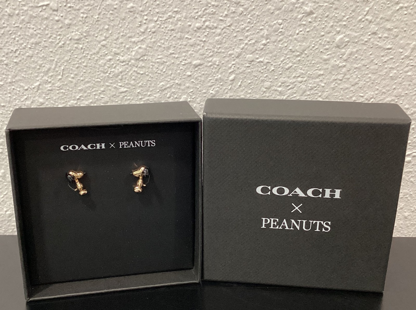 Coach x Peanuts Snoopy Stud CCA49 Earrings 0.25″ x 0.75″ 75th Anniversary Gold