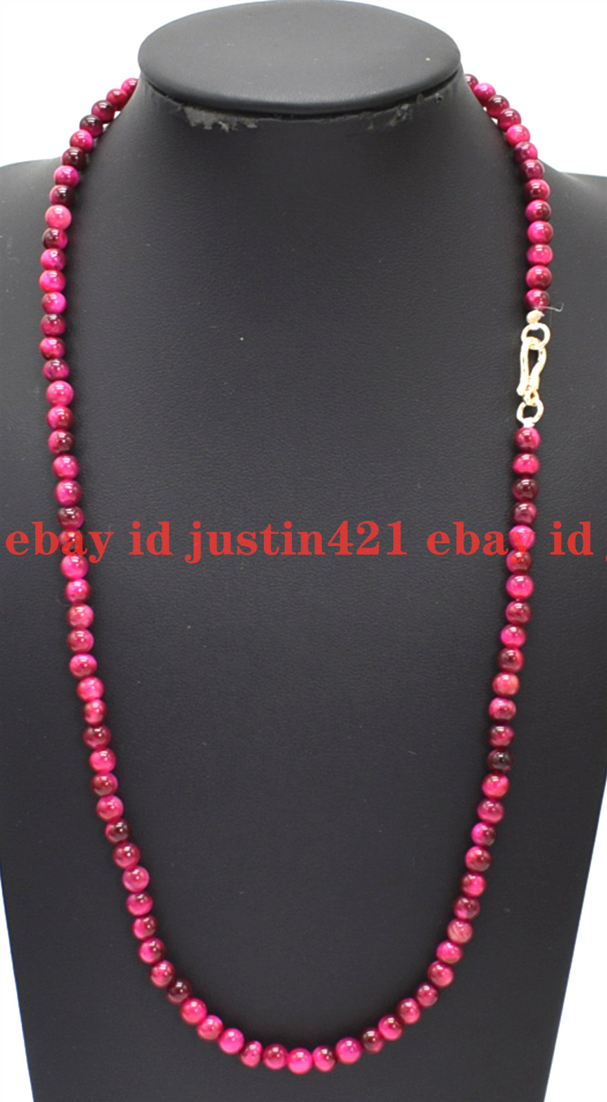 4mm Natural Tiger’s Eye Gemstone Round Beads Necklace 16-28″ AAA