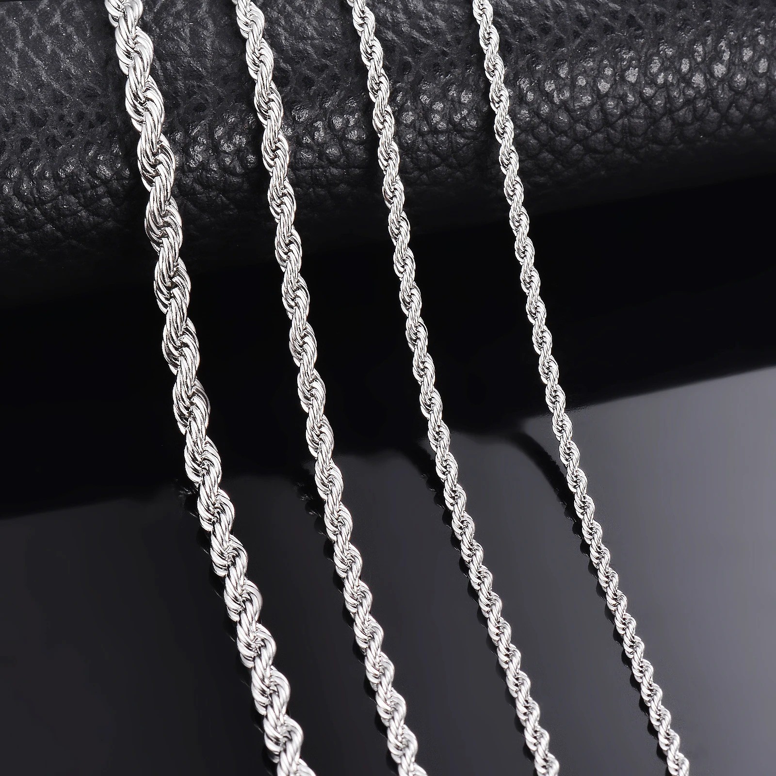 2/2.5/3/4/5/6mm 316L Stainless Steel Women Men Rope Chains Necklaces 18-32”