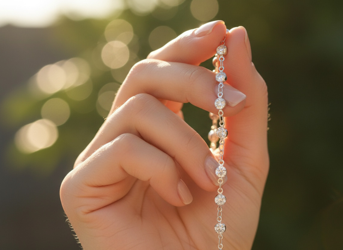 Delicate Minimalist Bracelet Silver Plated Beaded Chain Designer Bracelet