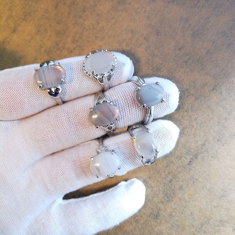 Wholesale 100Pcs Lot Mixed Ring Natural Stone Rings Women Gemstone Jewelry Bulk