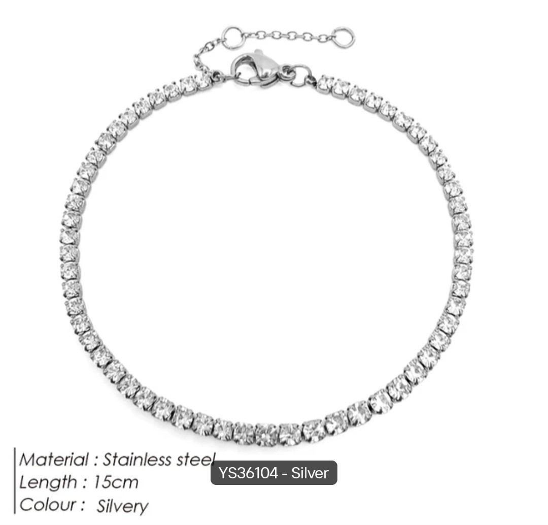 Tennis Bracelet Stainless Steel For Women 14K Gold / Silver -7 In Cubic Zirconia