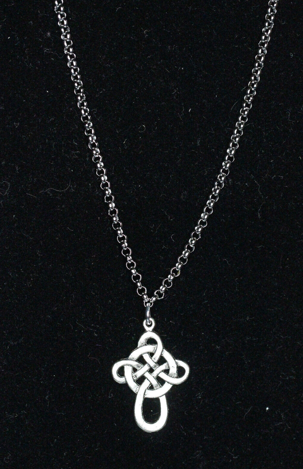 Celtic Knot Cross Charm Silver Pewter Pendant Stainless Steel Chain Necklace 18″