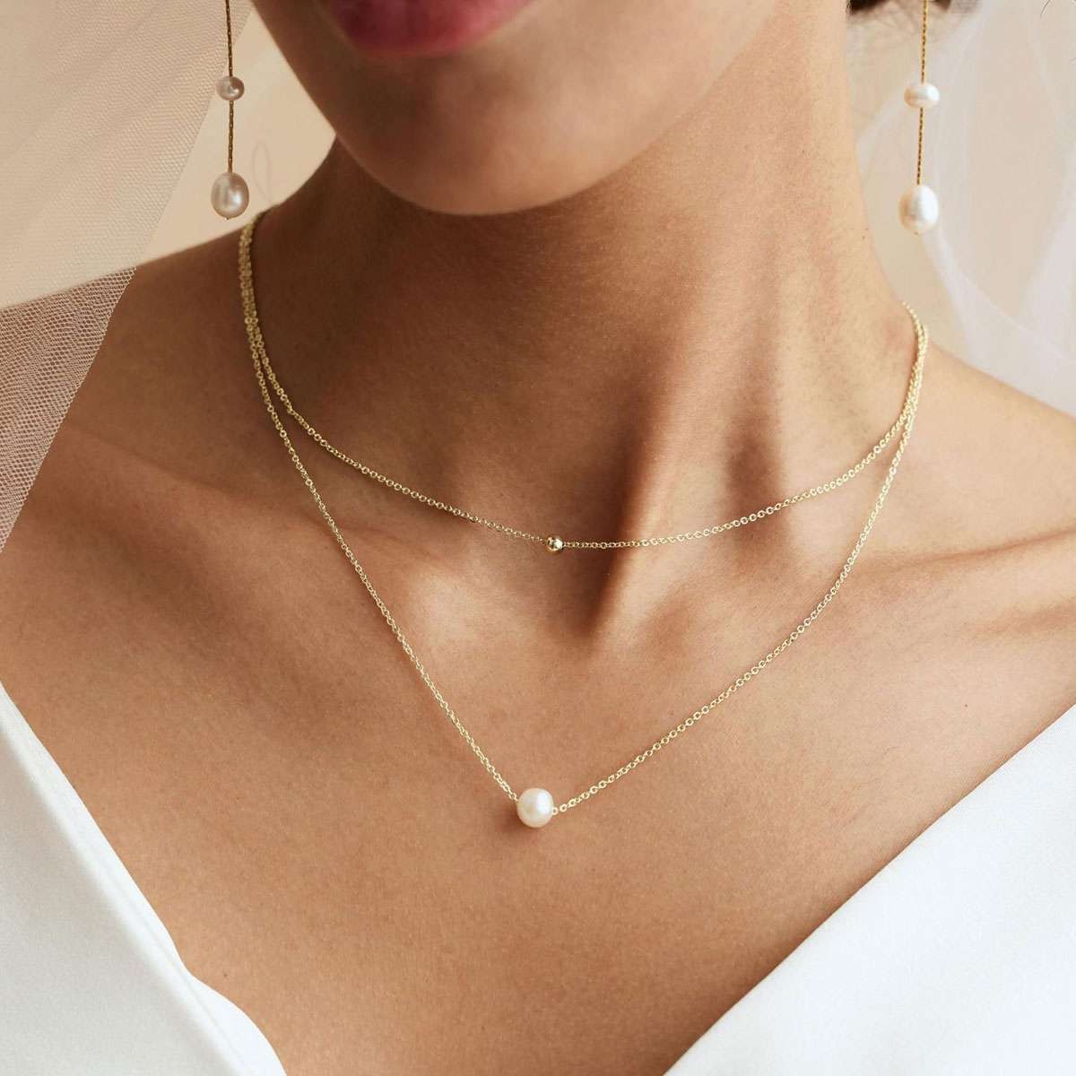 4 style Women Gold Plated Freshwater Pearl Beaded Chain Necklace 17.7in w/Box