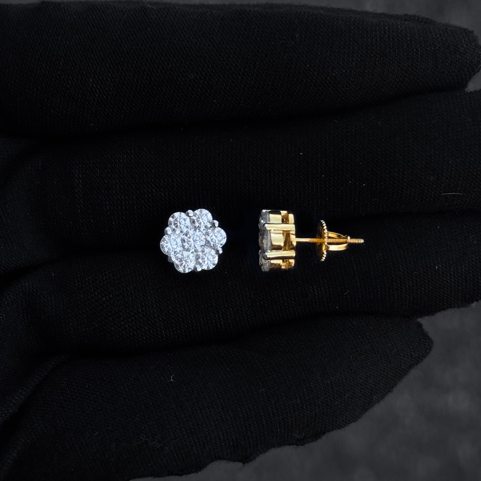 10mm Moissanite Cluster Earrings, 0.96ct Diamond Studs