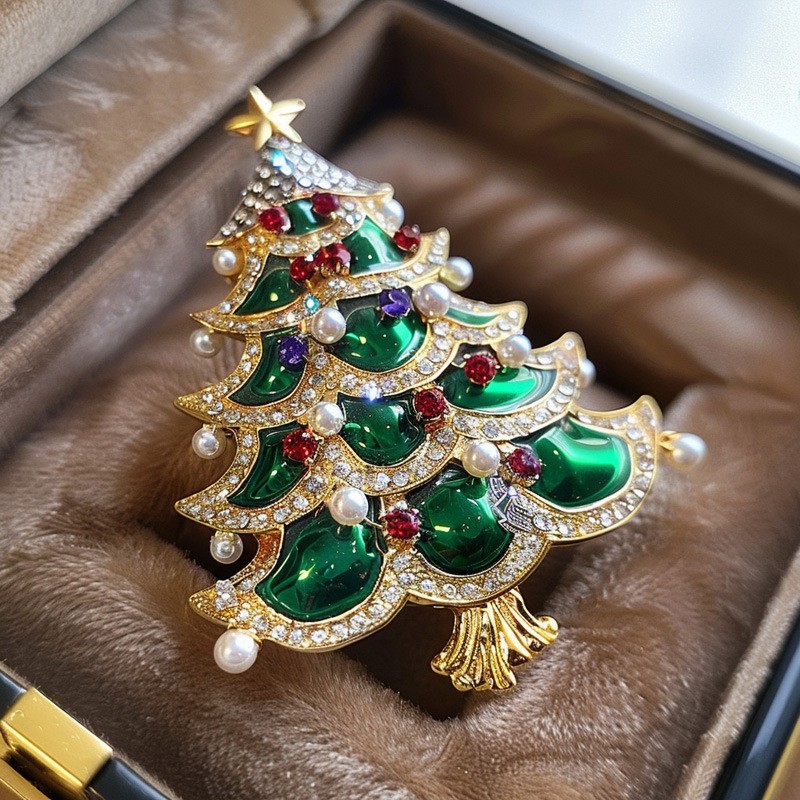 Vintage Crystal Baroque Christmas Tree Brooch Pin Jewelry Gift Accessories New