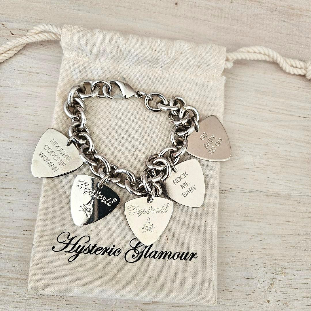 HYSTERIC GLAMOUR Woman on Skullpick Bracelet Brass Japan Guitar Pick Punk Style
