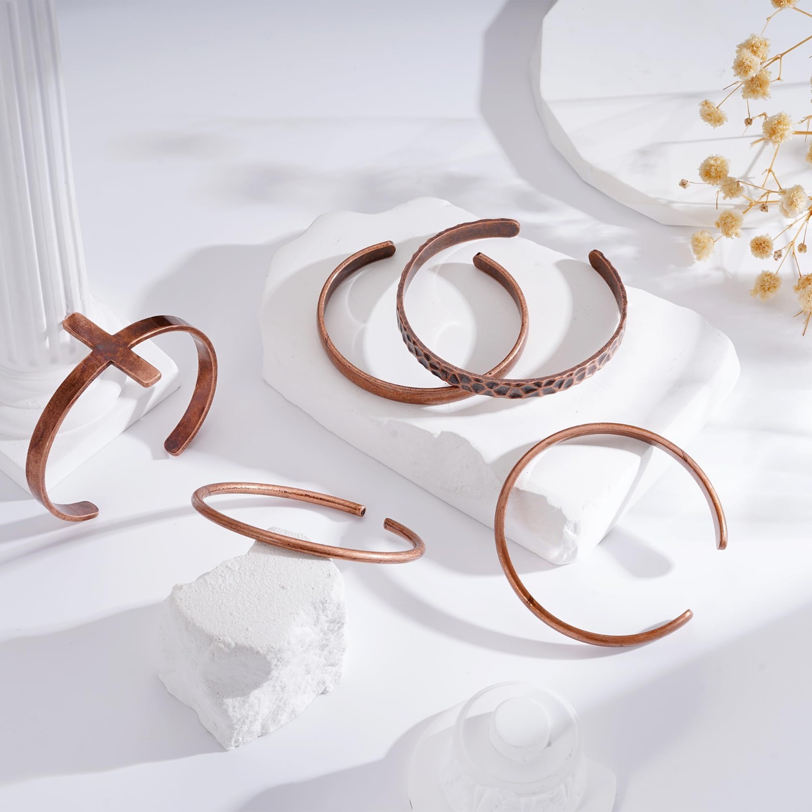 Adjustable Pure Copper Healing Cuff Bracelet for Men & Women – Waterproof Chunky
