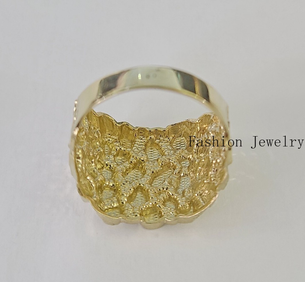 Solid 10K Yellow Gold Men’s Nugget Ring Statement Band Brand New Fine Jewelry