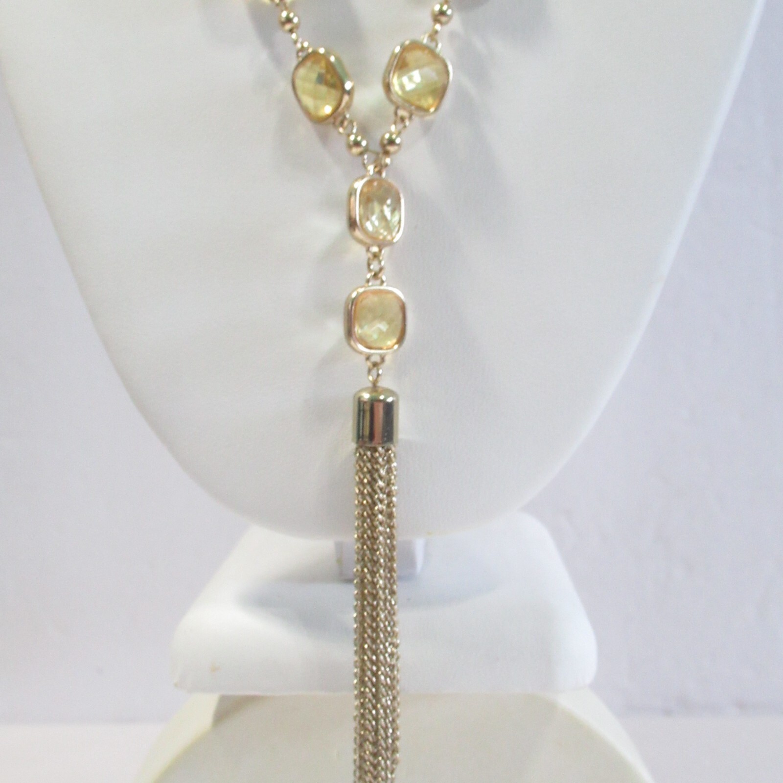 Banana Republic Faux Crystal Pale Yellow Long w Tassel
