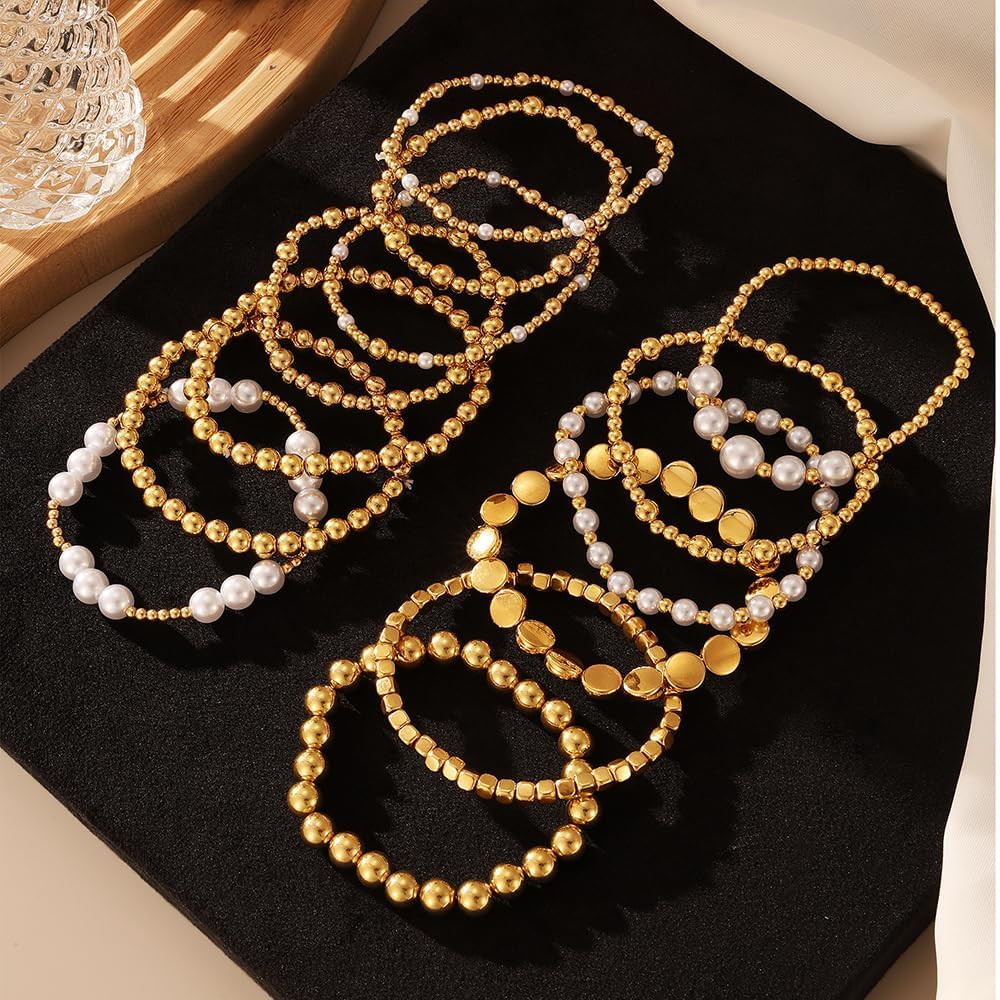 Gold Bracelets for Women Gold Bracelet Stack Pearl Beaded Bracelets for Women St